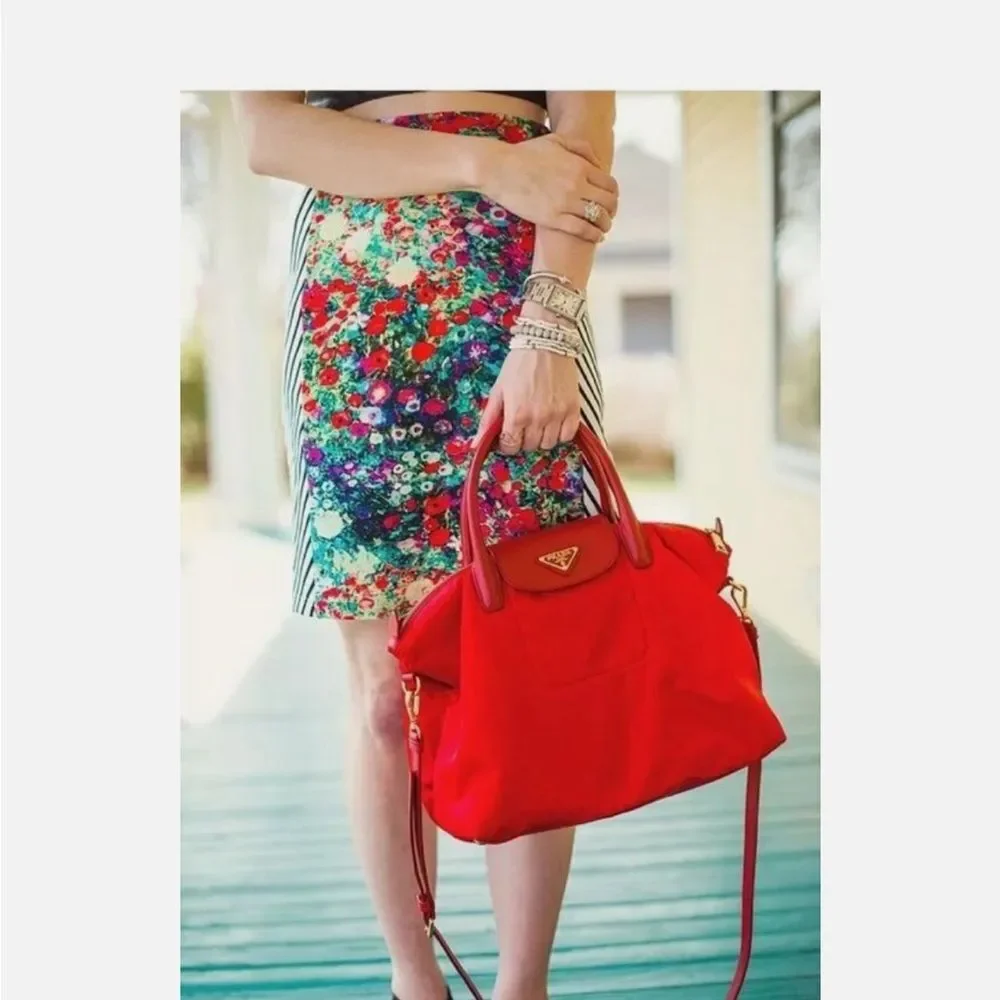 Anthropologie Tabitha Floral Watercolor Striped Pencil Skirt